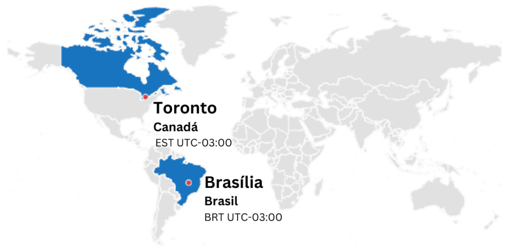 Brasil e Canadá Diferença de Fuso Horário